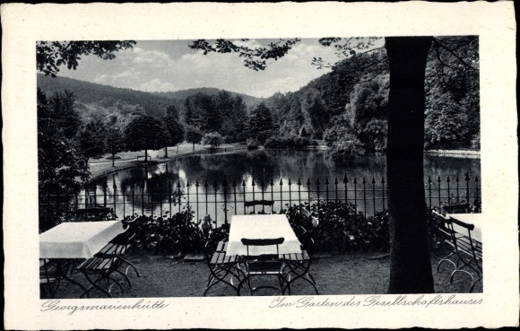 Ak Georgsmarienhütte in Niedersachsen, Terrasse im Garten des Gesellschaftshauses