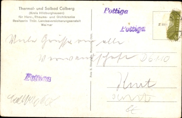 Postcard Bad Colberg Heldburg in Thuringia, thermal and brine bath