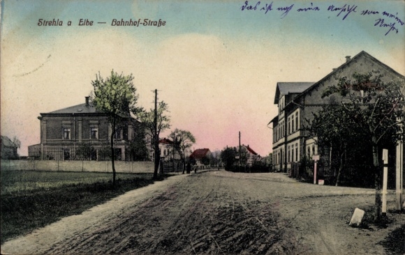 Postcard Strehla on the Elbe Saxony, Bahnhofstraße
