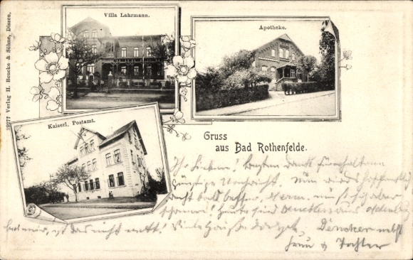 Ak Bad Rothenfelde am Teutoburger Wald, Villa Lahrmann, Apotheke, Post