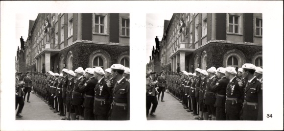 Stereo spatial image photo of the Greater Germany Party Congress No. 34 Reich Youth Leader, Japan. and Bulgarian. youth