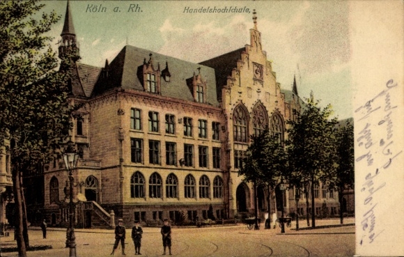 Postcard Cologne am Rhein, commercial college