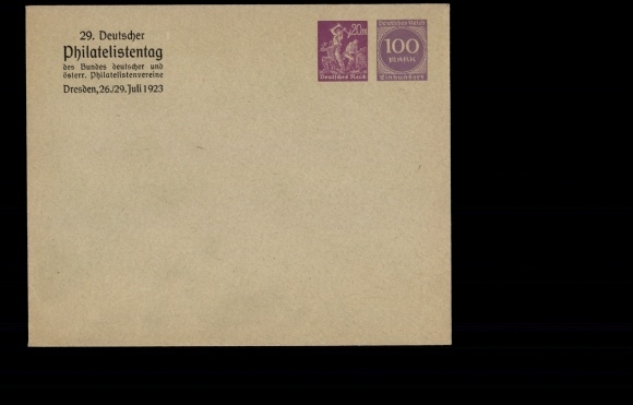 Deutsches Reich Privatganzsache Umschlag, 29. Philatelistentag Dresden 1923, PU 92 C1 03