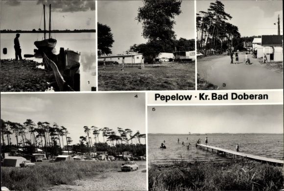 Postcard Pepelow Am Salzhaff, campsite, volleyball court, beach, sea