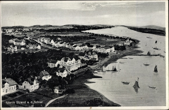 Ak Ulsnis an der Schlei, Strand, Luftaufnahme