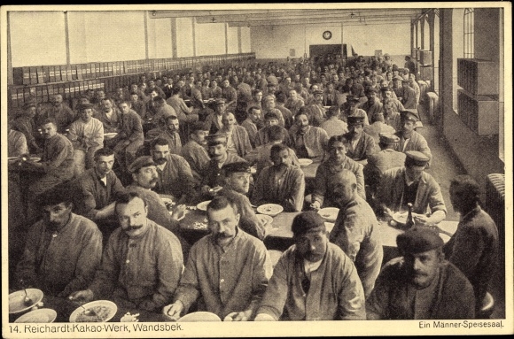PC Hamburg Wandsbek, Reichardt cocoa factory, men&#39;s dining room, workers