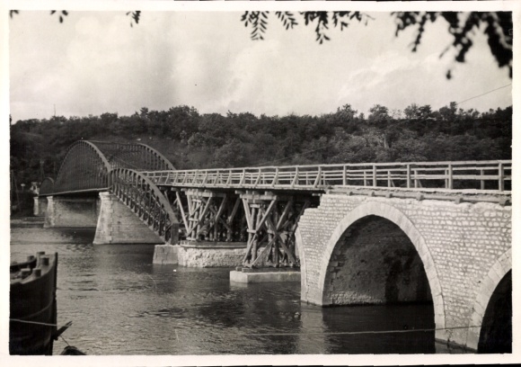 Photo Saint Maurice Meurthe et Moselle, destroyed bridge, temporary bridge, 1940