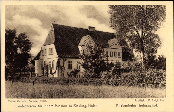Ak Rickling in Sleeswijk-Holstein, jongenstehuis Thetmarshof