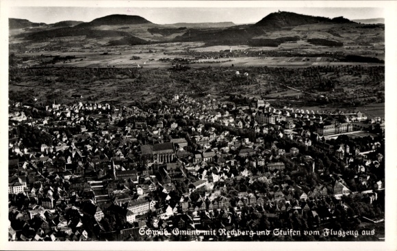 Postcard Rechberg Schwäbisch Gmünd in the Ostalbkreis, aerial photograph