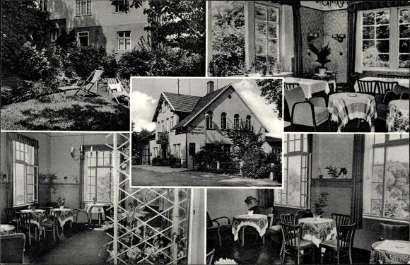 Postcard Ahnsen Bad Eilsen in Lower Saxony, Restaurant and Pension Wilhelmshöhe, inside and outside