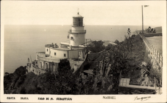 Postcard Blanes Costa Brava Catalonia, Saint Sebastian Lighthouse