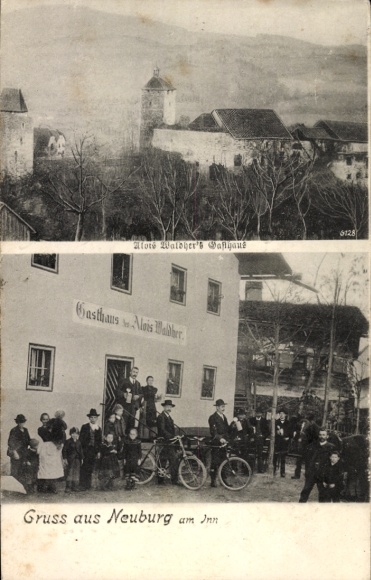 Ak Neuburg am Inn Niederbayern, Gesamtansicht, Gasthaus von Alois Walther
