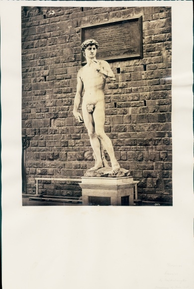 foto Firenze Florence Toscana, Davidbeeld van Michelangelo, omstreeks 1860