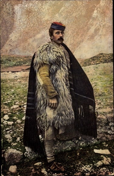PC Montenegro, man in folk costume, fur coat