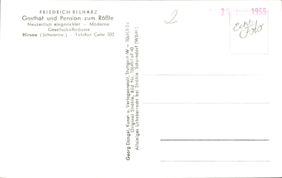Postcard Hirsau Calw Black Forest, Inn and Pension zum Rößle