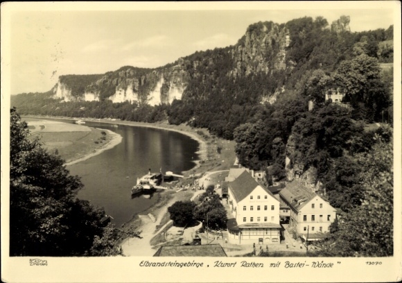 Ak Kurort Rathen im Elbsandsteingebirge, Elbsandsteingebirge mit Bastei Wände