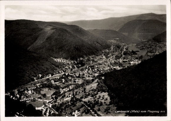 Postcard Lambrecht in der Pfalz, aerial photograph