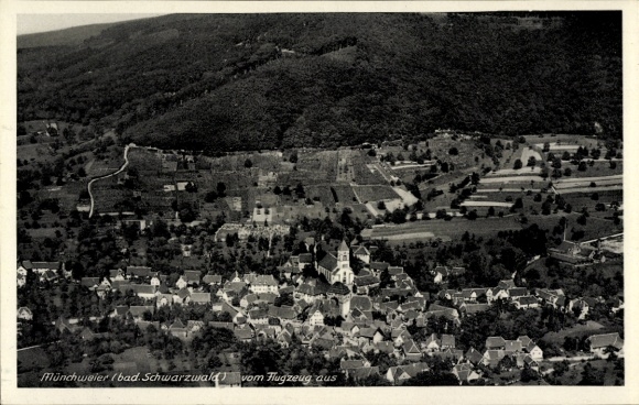 Ak Münchweier Ettenheim in Baden, Fliegeraufnahme