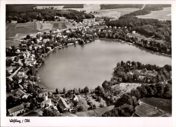 Postcard Weßling in Upper Bavaria, aerial photograph