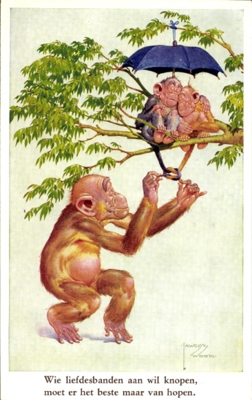 Artist Postcard Wood, Lawson, Monkey knotted tails