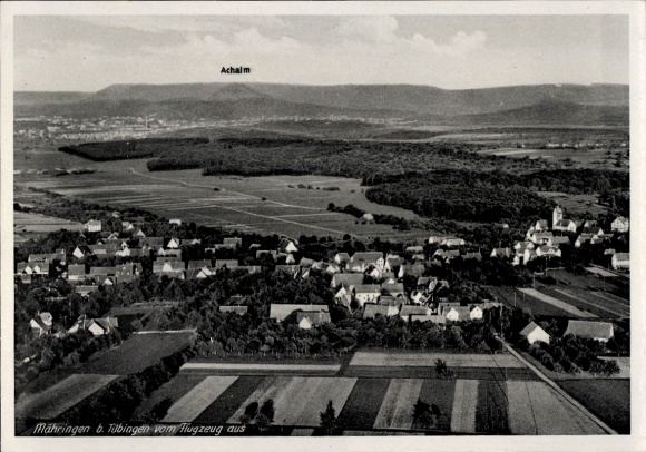 Postcard Mähringen Kusterdingen in Württemberg, view of Mähringen, Achalm, aerial photography, landscape