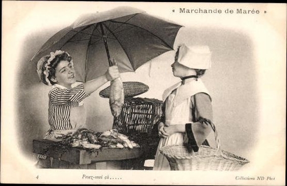 10 alte Ak Serie Fischverkäufer, Kinder als Fischhändler Marchande de Marée, diverse Ansichten