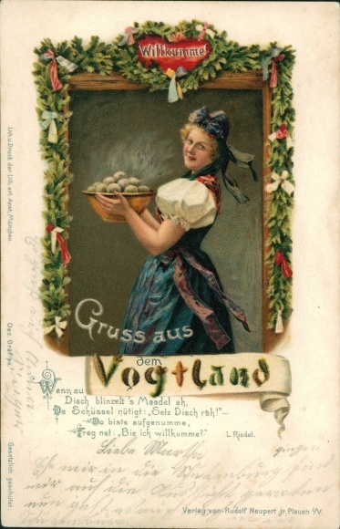 Kostium Ak z Vogtlandu, Willkumme, kobieta z knedlami