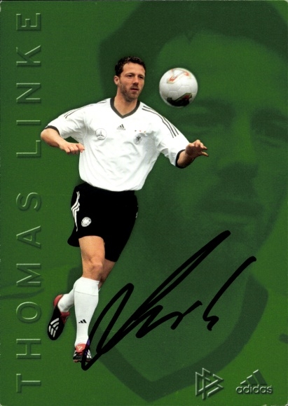 Autograph card footballer Thomas Linke, German national team, autograph