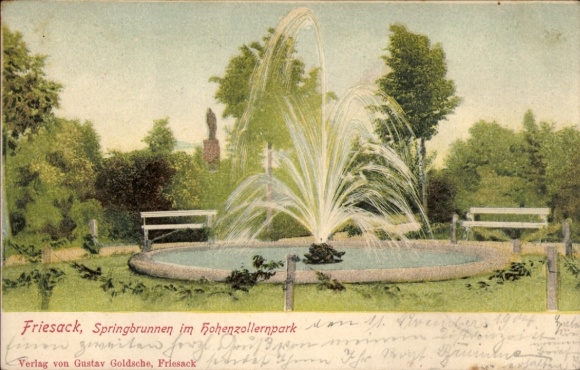 Postcard Friesack in der Mark, fountain in Hohenzollern Park