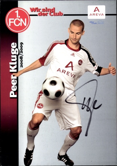 Autograph card footballer Peer Kluge, 1. FC Nuremberg, autograph