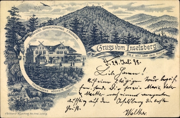 lito Brotterode Trusetal w Turyngii, Inselsberg, Gothaisches Zajazd autorstwa F. Naumanna, karzeł