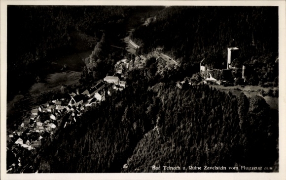 Ak Bad Teinach Zavelstein im Schwarzwald, Fliegeraufnahme