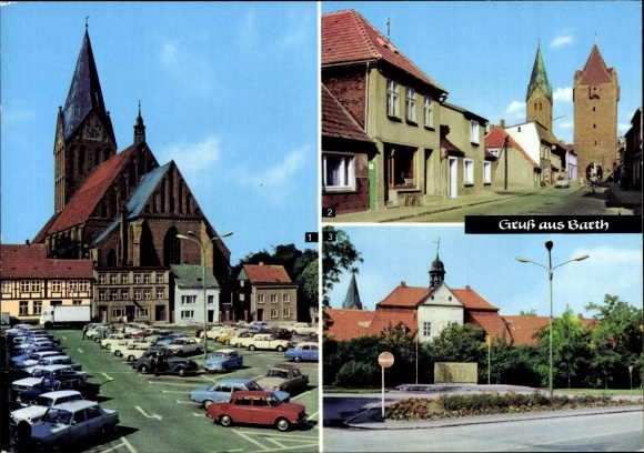 Postcard Barth on the Baltic Sea, market square, Dammtor, Freedom Square