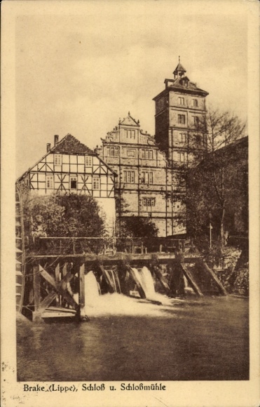 Ak Brake Lemgo in Lippe, Schloss und Schlossmühle