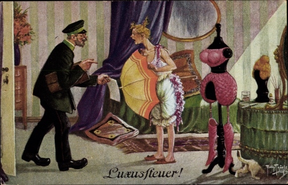 Artist PC Thiele, Arthur, tax sources, luxury tax, woman in underwear