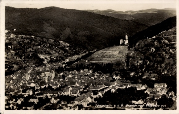 Ak Schriesheim an der Bergstraße, Fliegeraufnahme