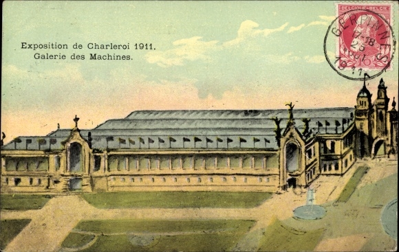 Postcard Charleroi, Universal Exhibition 1911, Galerie des Machines