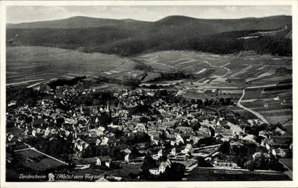 Postcard Deidesheim in the Palatinate, aerial view of the wine-growing region, Palatinate