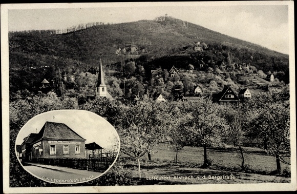 Postcard Alsbach Hähnlein on the Bergstraße Hessen, inn and pension Zum Bergstrasser Hof