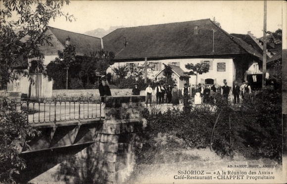 CPA Saint Jorioz Haute Savoie, A la Réunion des Amis, Café-Restaurant Chappet