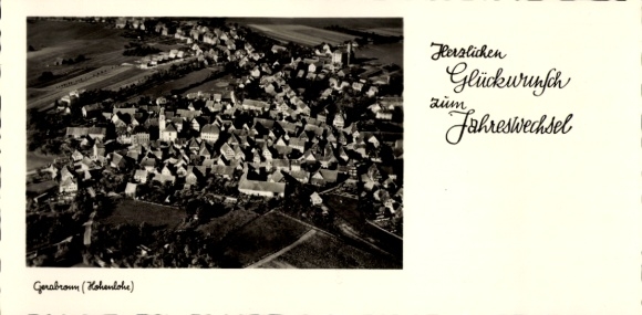 Postcard Gerabronn in Württemberg, aerial photograph, congratulations for the New Year