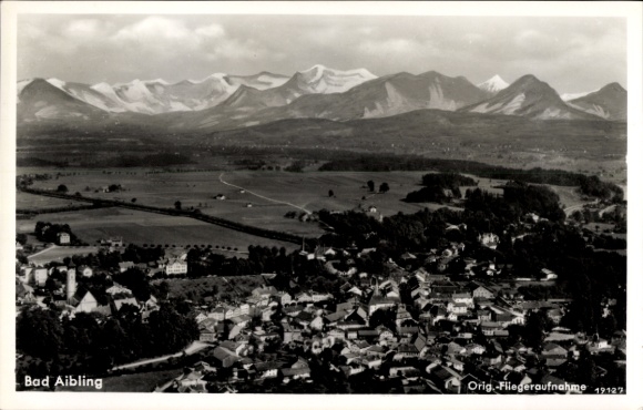 Postcard Bad Aibling in the district of Rosenheim Upper Bavaria, place, aerial photograph
