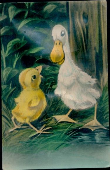 Mechanical Squeaking Postcard Ducklings and Chickens