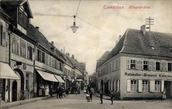 Ak Edenkoben an der Haardt Pfalz,  Hauptstraße, Ratskeller-Brauerei Klein,  Architektur