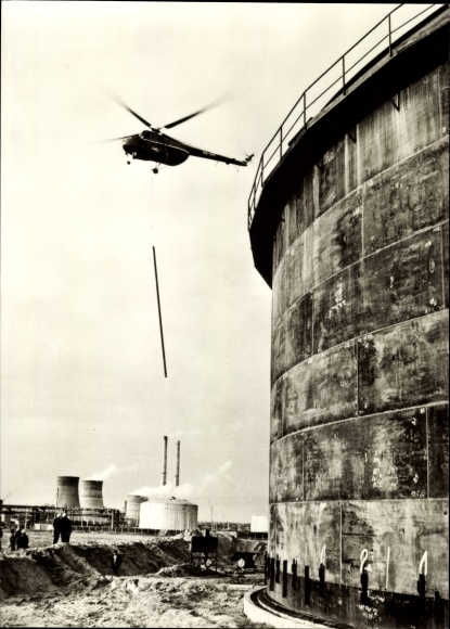 Postcard civil aviation of the socialist countries, medium utility helicopter Mil Mi 4, Interflug