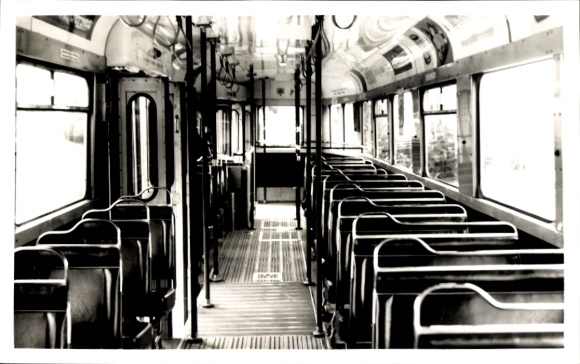 Photo Postcard Norway, tram, interior view