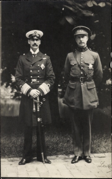 Postcard King Haakon VII of Norway, King Albert I of Belgium