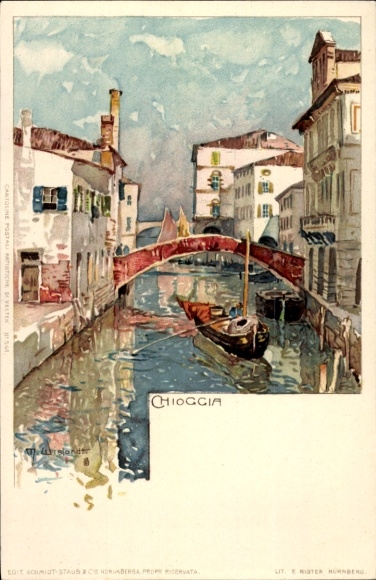 Artist Chromo-Litho Wielandt, Manuel, Chioggia Veneto, Canal
