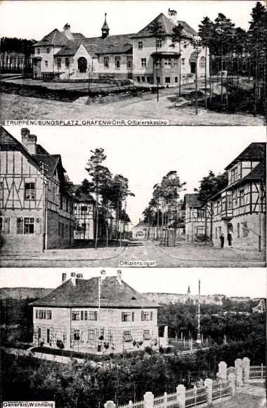Ak Grafenwöhr in der Oberpfalz Bayern, Truppenübungsplatz, Offizierskasino, Lager, Generalswohnung