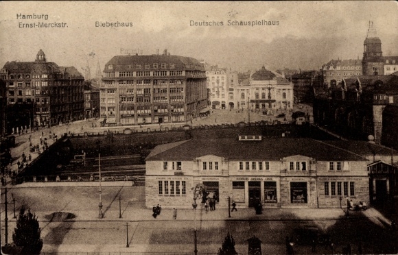 Postcard Hamburg Mitte St. Georg, Ernst-Merckstraße, Bieberhaus, Deutsches Schauspielhaus
